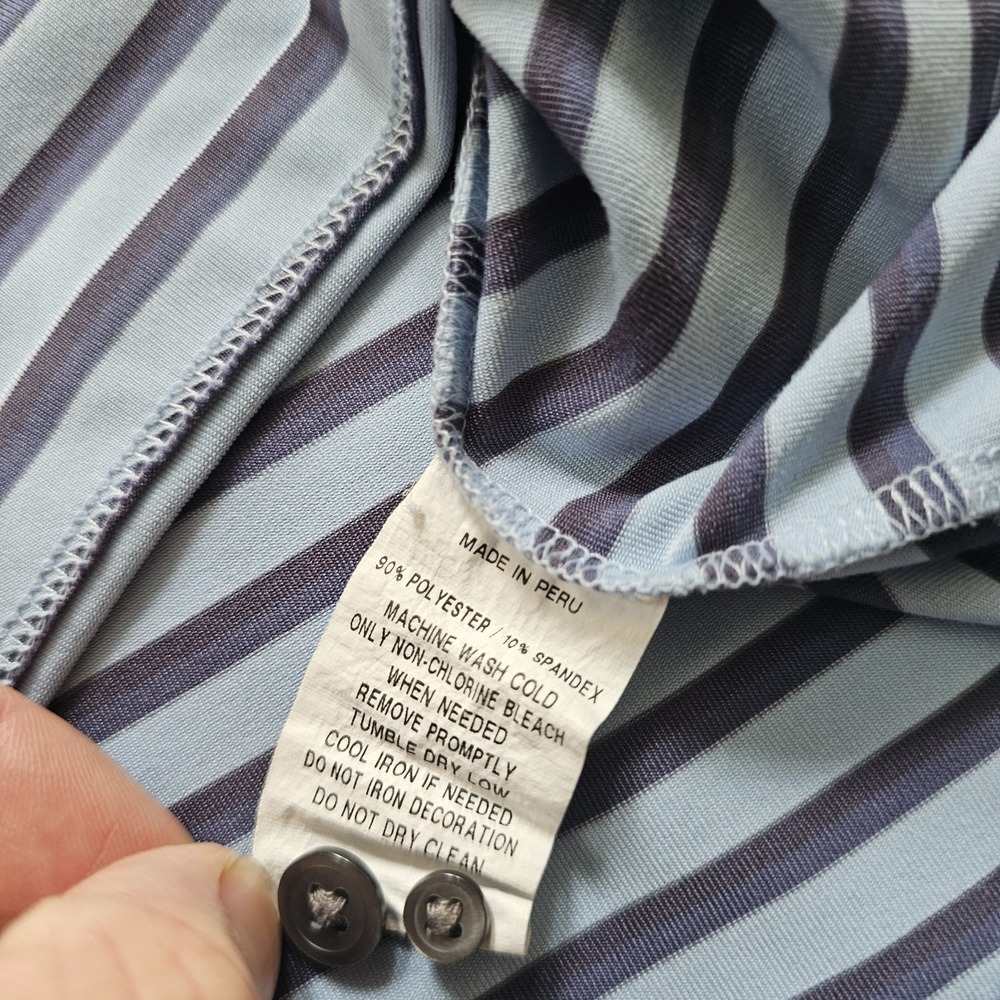 Greyson Blue Striped Athletic‎ Golf Performance Polo Shirt Mens Large - Picture 7 of 8